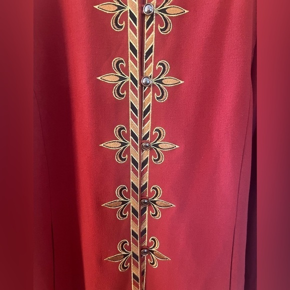 Vintage Bob Mackie Wearable Art Rust Color Blazer w/ Gold & Black Print Medium - Picture 2 of 7